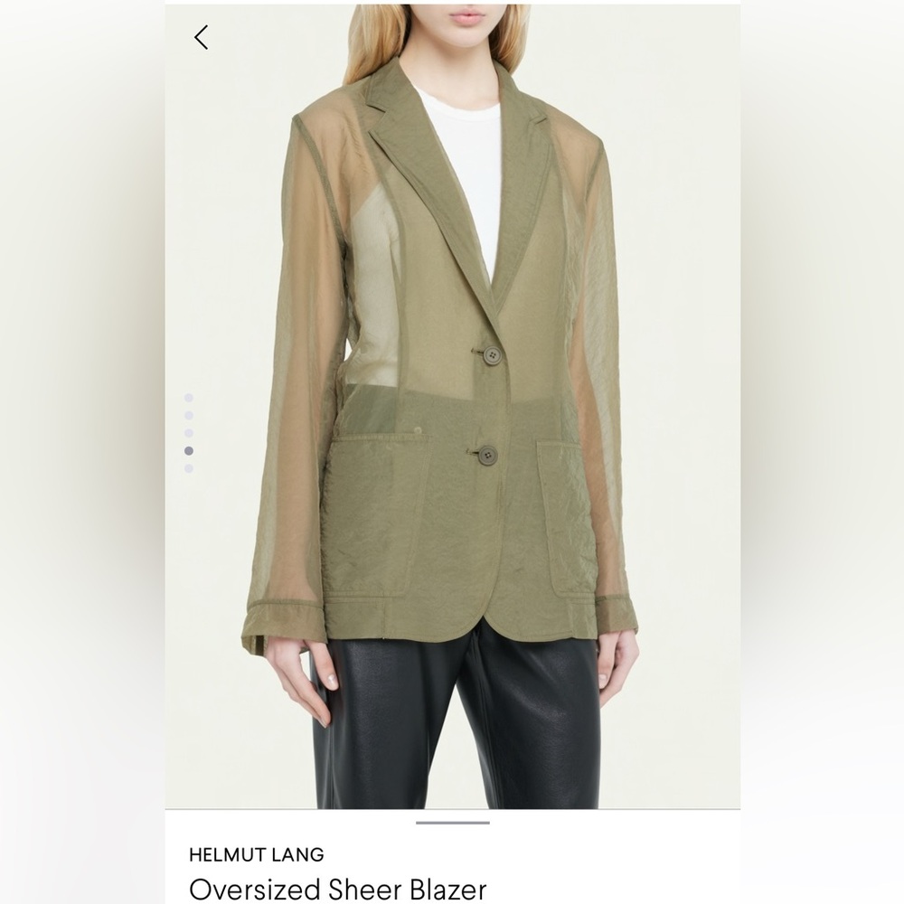 Helmut Lang Oversized Sheer Blazer - Olive Green